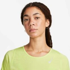Nike | Women's Dri-FIT Race Short-Sleeve Running Top - LT Lemon Twist -Sportswear Promotions DD5927 736 W Nike DFRaceTopSS neck