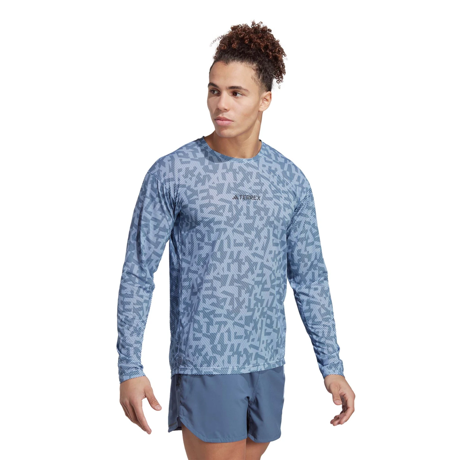 Adidas | Men's Terrex Primeblue Trail Graphic Longsleeve - Blue Dawn 1 Adidas | Men's Terrex Primeblue Trail Graphic Longsleeve - Blue Dawn