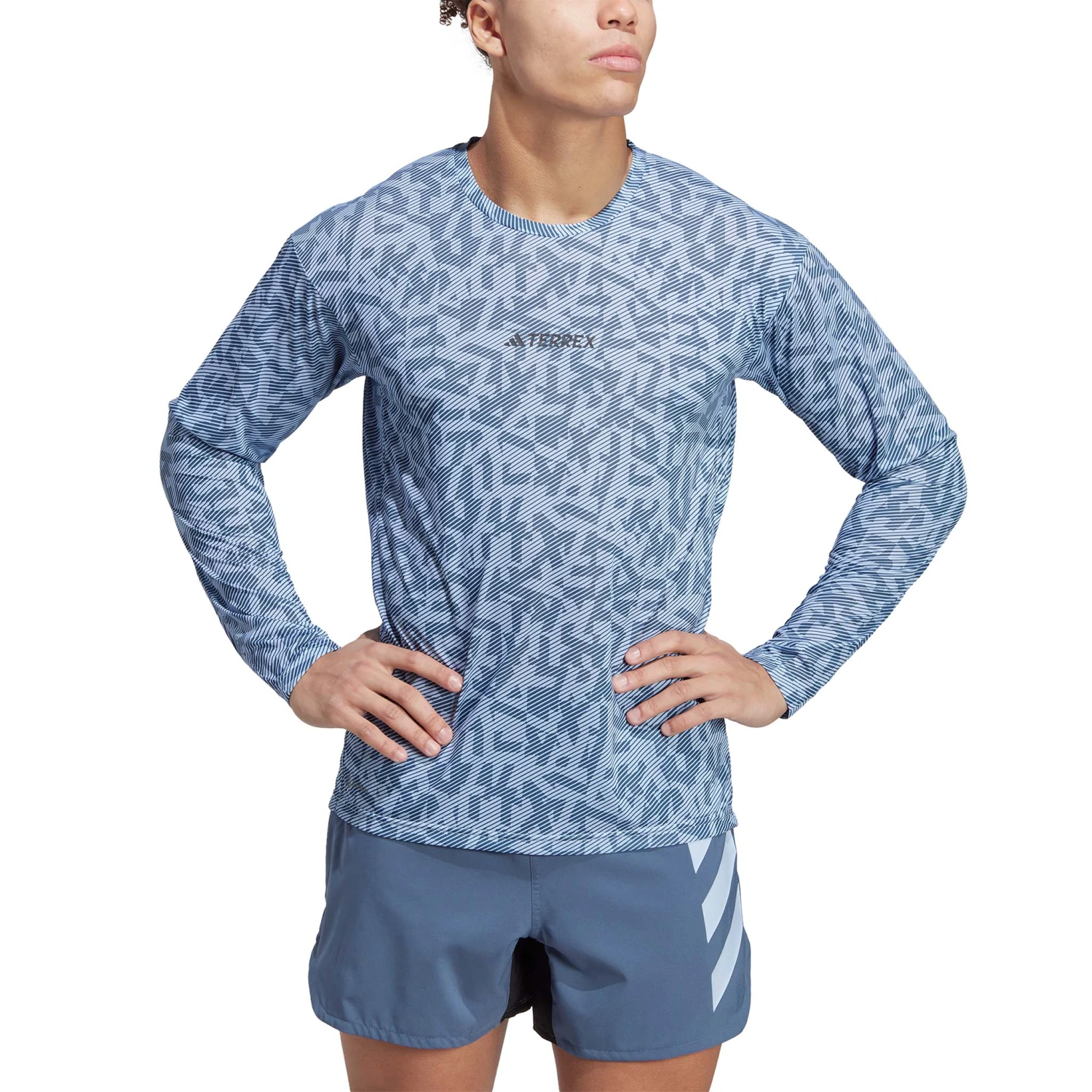 Adidas | Men's Terrex Primeblue Trail Graphic Longsleeve - Blue Dawn 2 Adidas | Men's Terrex Primeblue Trail Graphic Longsleeve - Blue Dawn - Image 2