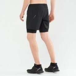 Salomon | Men's Cross Twinskin Shorts - Deep Black -Sportswear Promotions LC1868600 M Salomon CrossTWShorts backonbody