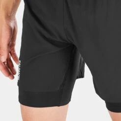 Salomon | Men's Cross Twinskin Shorts - Deep Black -Sportswear Promotions LC1868600 M Salomon CrossTWShorts close