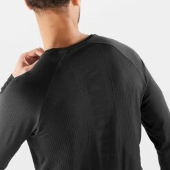 Salomon | Men's Sense Aero Long Sleeve Tee - Deep Black -Sportswear Promotions LC1878100 M Salomon SenseLSTee neck